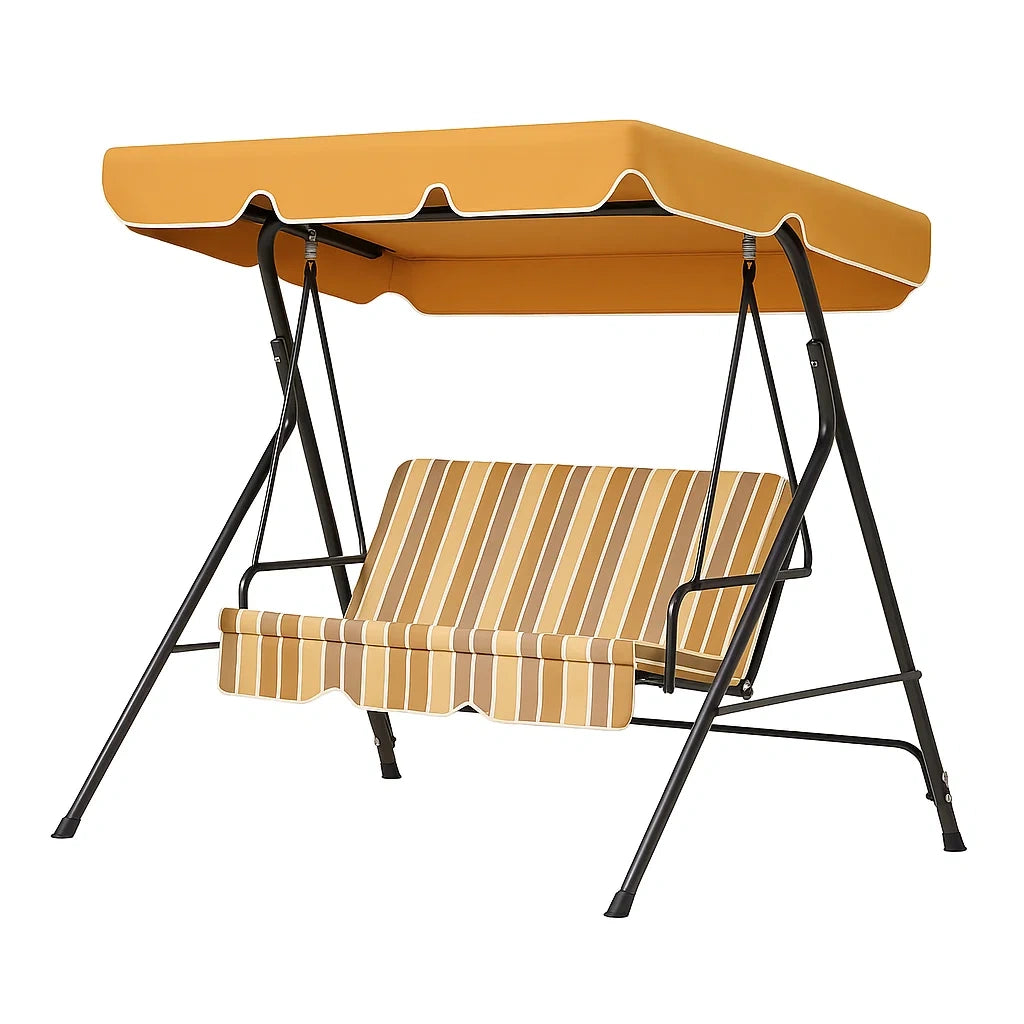 Gartenschaukel mit Sonnendach Stahl Orange/Beige