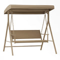 Metall Gartenschaukel Beige mit verstellbarem Sonnendach