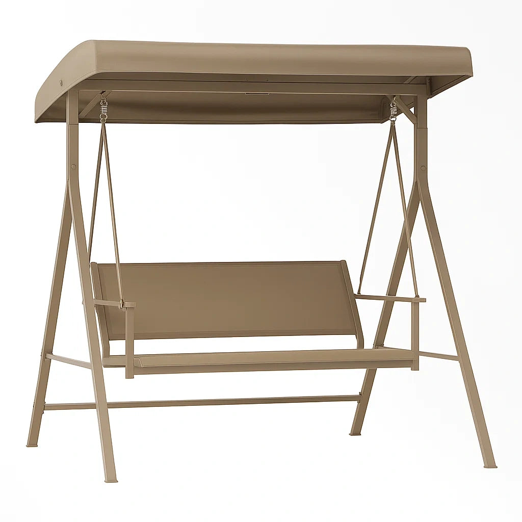 Metall Gartenschaukel Beige mit verstellbarem Sonnendach