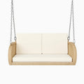 Holz Hängesofa mit Polyesterkissen Creme