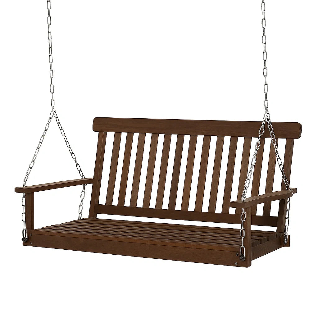 Holz Gartenschaukelbank mit galvanisierten Metallketten Braun 150 cm