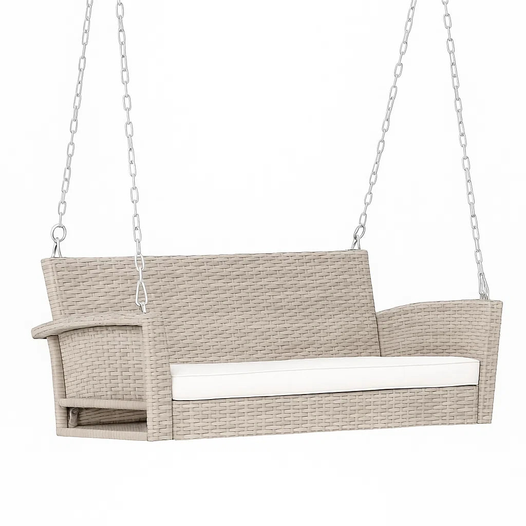 Rattan Hängesofa Beige Polyethylengeflecht 150cm