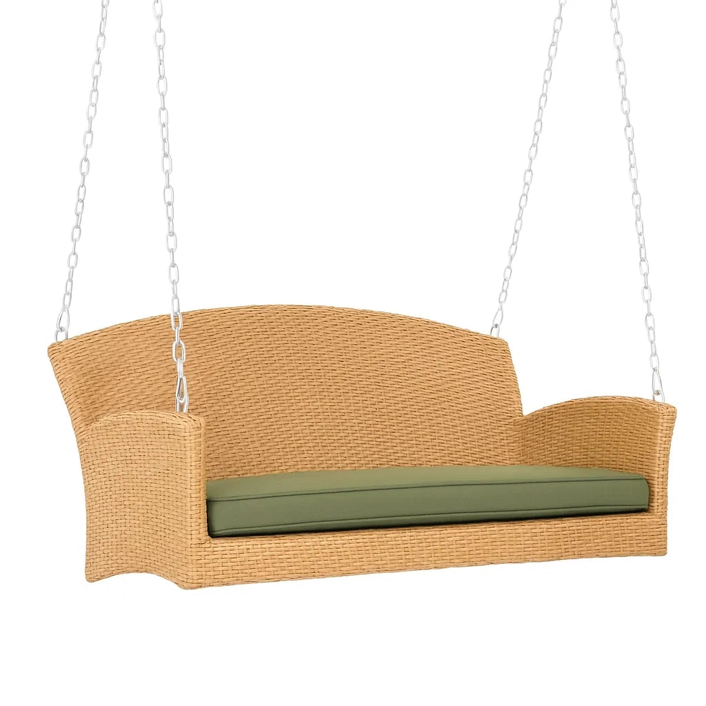 Polyrattan Schaukelbank mit Grünem Kissen