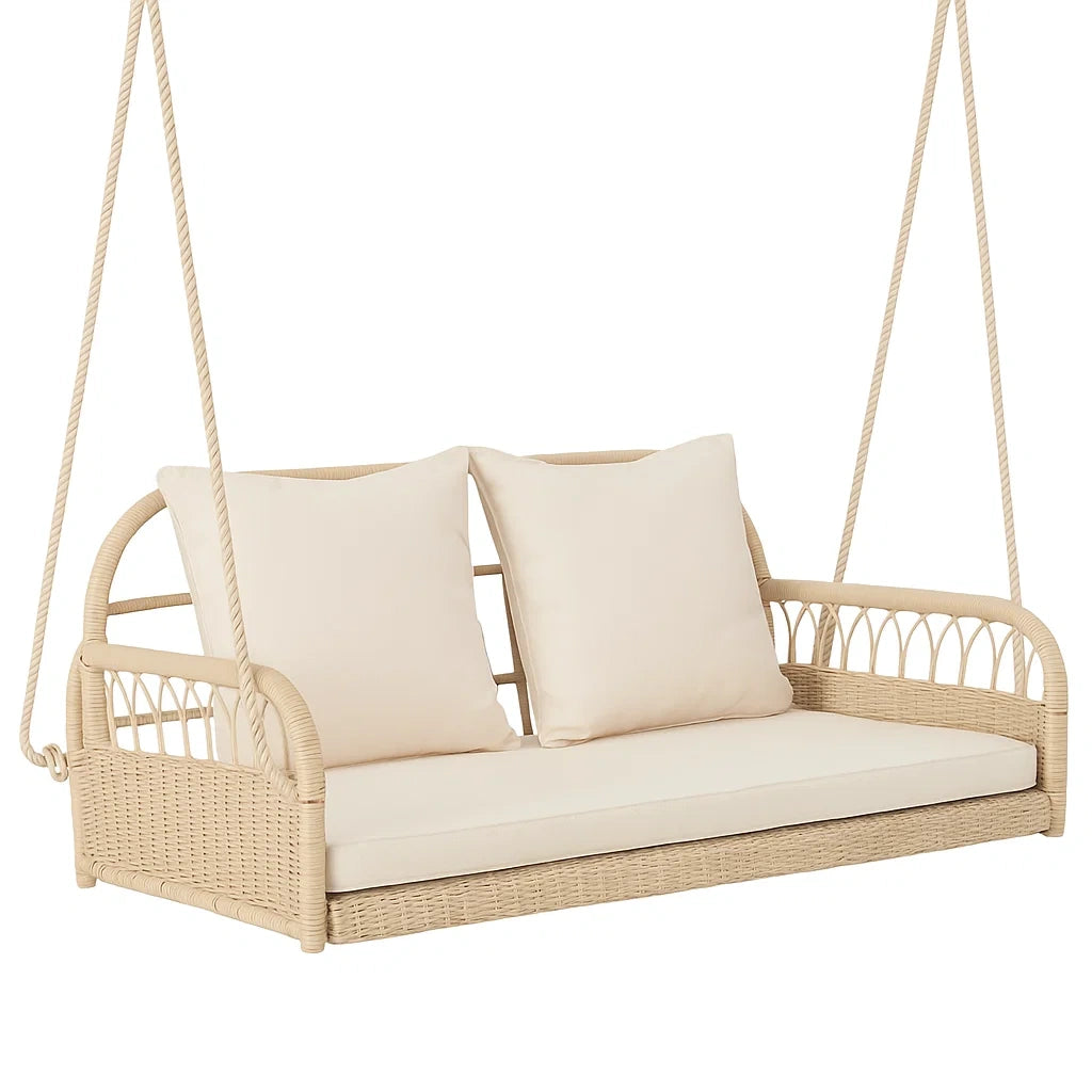 Zweisitzer Hängeschaukel Polyrattan Beige