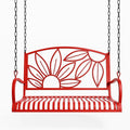 Metall Gartenschaukel mit Blumenmotiv Rot