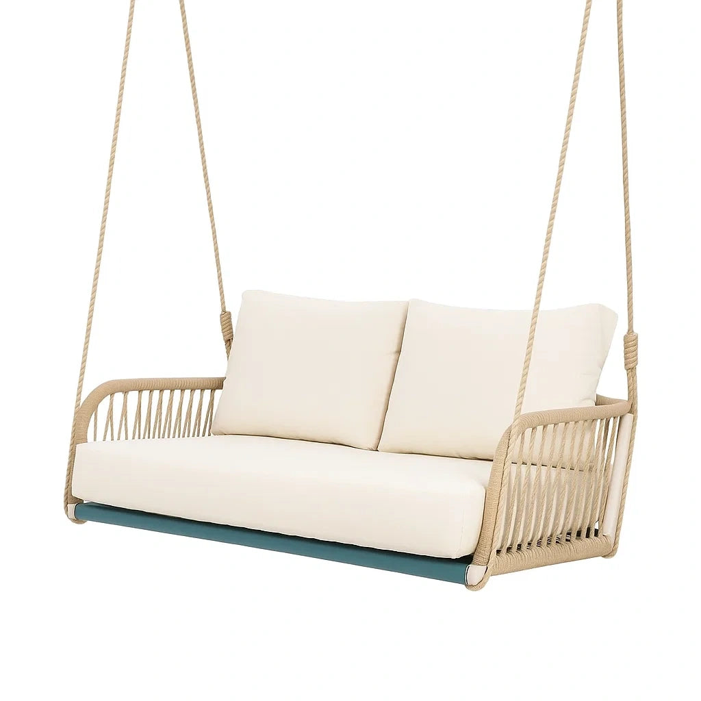 Outdoor Hängesofa aus Seil und Polyestergewebe Beige 180 cm