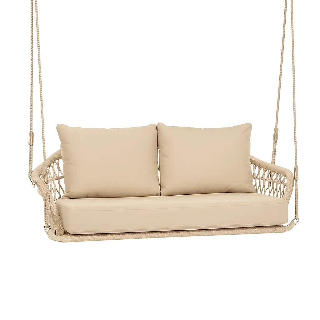 Hängesofa Outdoor Beige Polyestergeflecht 200x100 cm
