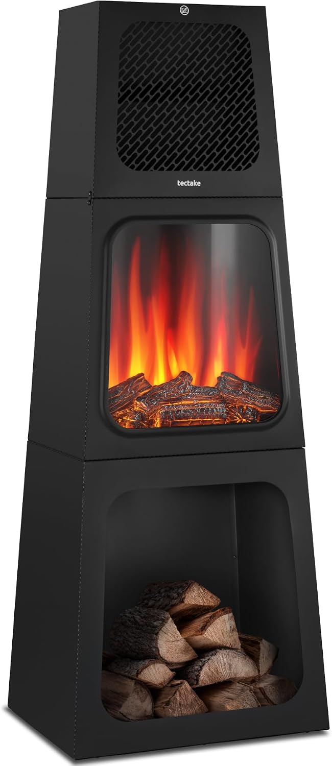 Elektrische kachel tectake ® Haard, 45 x 35 x 120 cm, 900 & 1800W, 3D Vlammen, Timer, Sfeerhaard, Vrijstaand, met Verwarming, Haarden, met Beveiliging