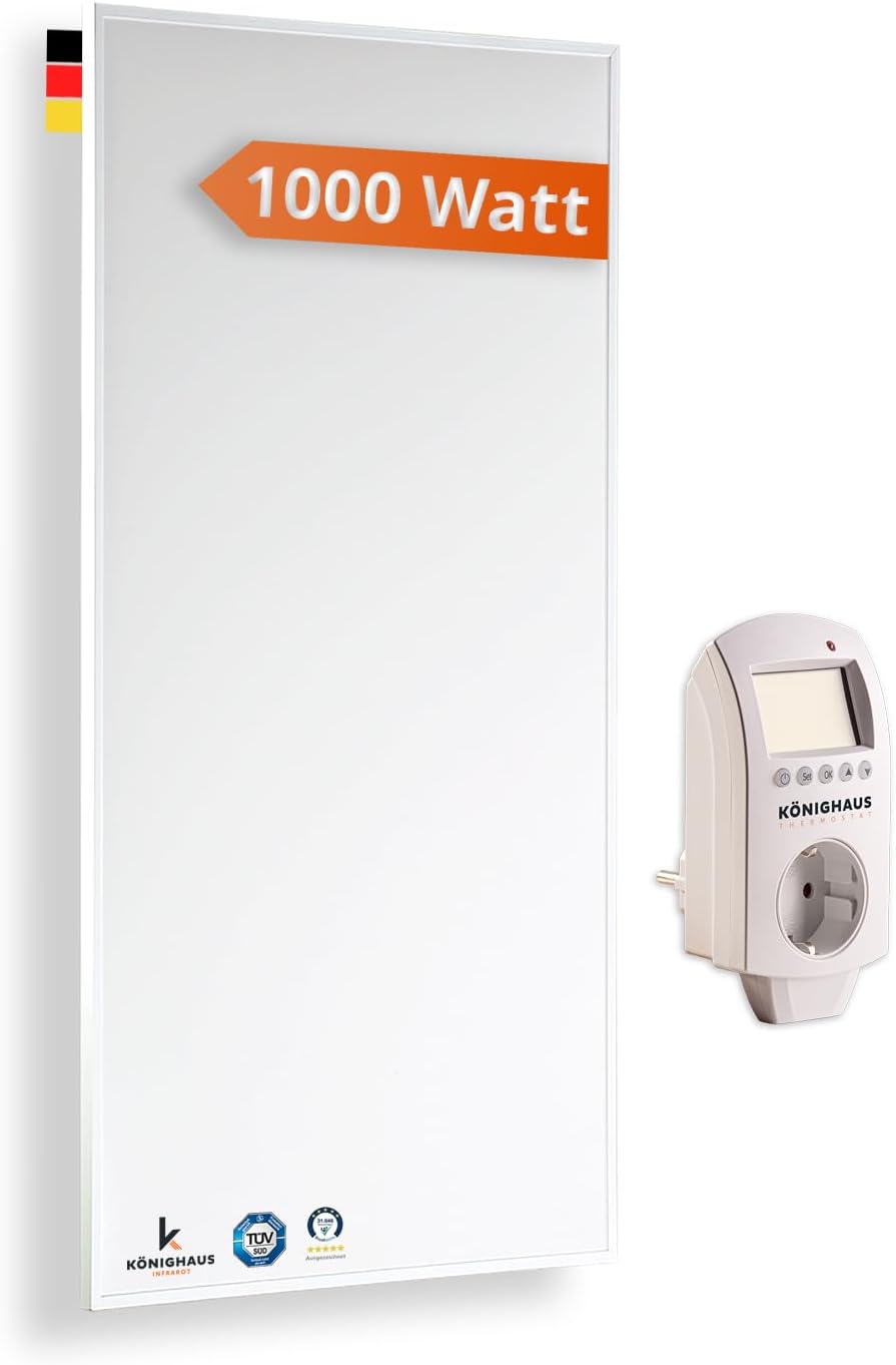 Könighaus Elektrische kachel infraroodverwarming 1000 W - thermostaat, Eco-model