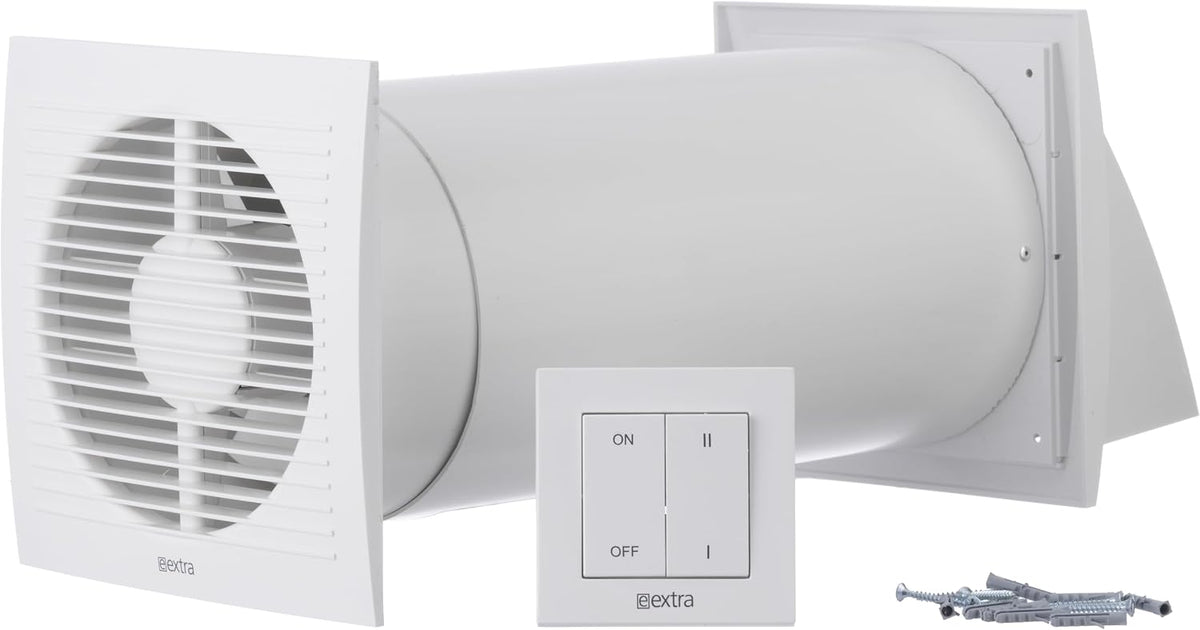 Ventilator Steinberg14 Decentrale Ventilatie Unit, met Warmteterugwinning 150 mm, Wit Warmteterugwinning, met Schakelaar, Ruimteventilatie