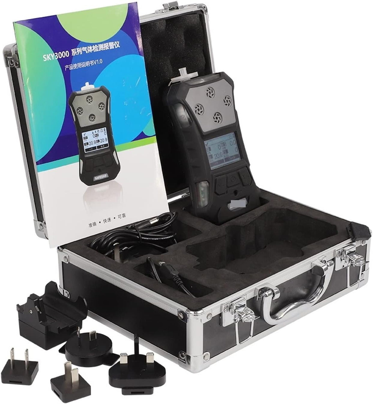 Joxlover Gasdetector Draagbare, 4 In 1 CO H2S O2 LEL EX CH4 HC Draagbare Pompen Gaslek Detector Meter Tester Iecex ATEX CE ISO9001