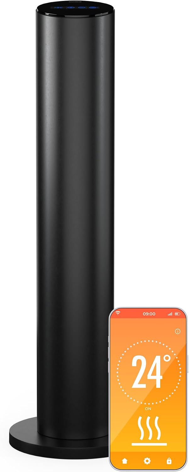 Elektrische kachel blumfeldt SmartFlow Tower Infraroodverwarming, 700 W, 360 graden warmte, wifi-en app-bediening, roestvrij staal, thermostaat