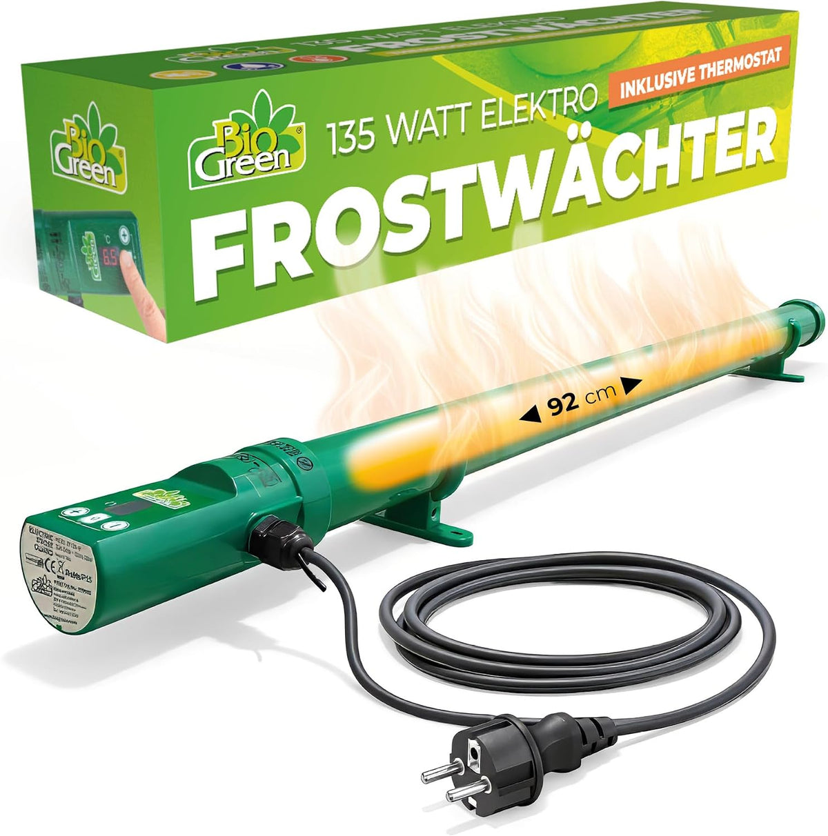 Elektrische kachel Bio Green BioGreen verwarming, 135 W, IP55, incl. digitale thermostaat, voor broeikassen, vorstbewaker, broeikasverwarming