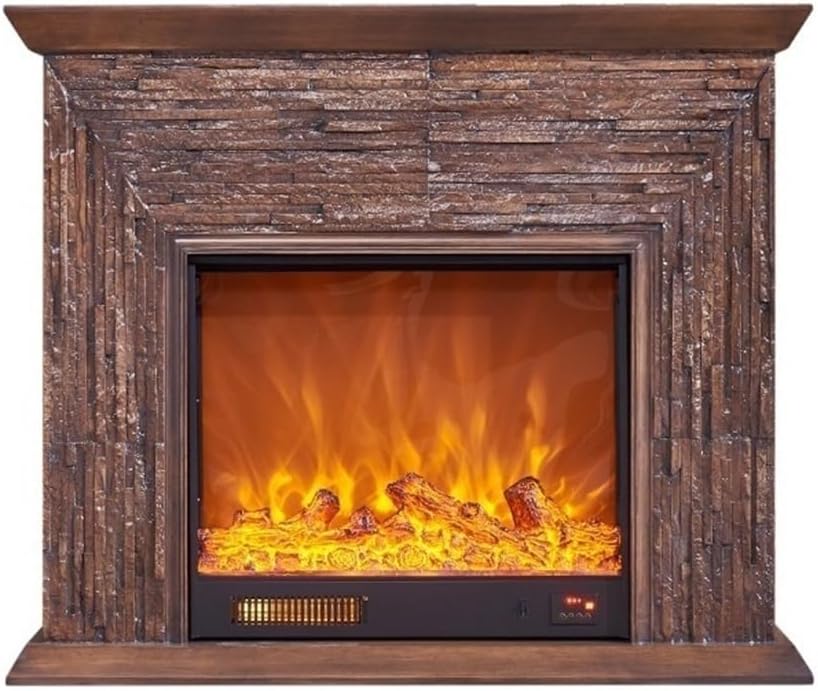 Elektrische haard Rv2sGf3kH salon van 47,2/59,0 inch, vrijstaande retro decoratieve haarden afstandsbediening(Groot), met eikenhouten mantel