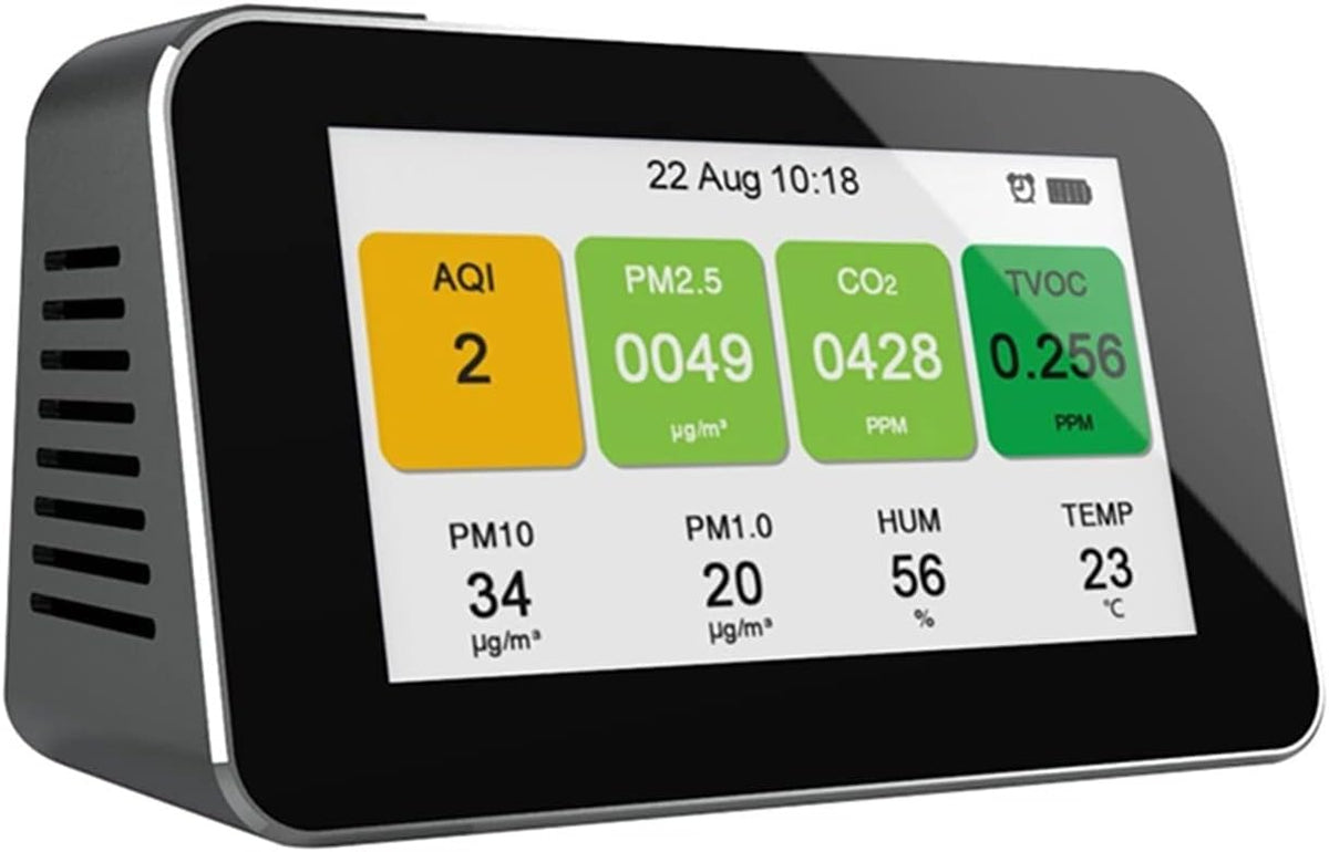 Joxlover Gasdetector Draagbare, CO2 Indoor Formaldehyde Detector Luchtvervuiling Meter PM2.5/TVOC/CO2 Luchtkwaliteit Monitor gasanalysator