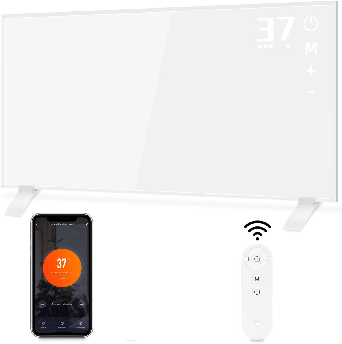 Elektrische kachel Mursche Infrarood wandverwarming, 450 W, afstandsbediening & app-bediening, wifi, infraroodverwarming, thermostaat, wandmontage