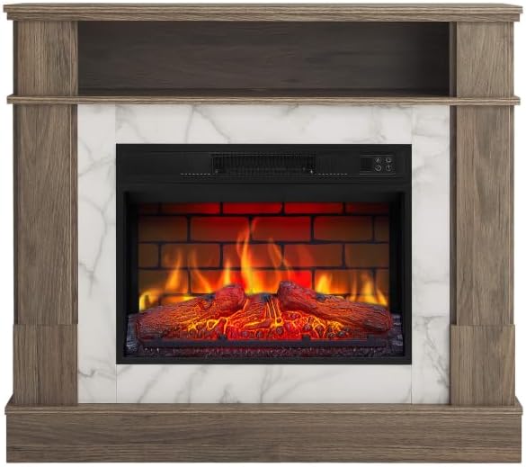 ArtiFlame Elektrische haard AF23BS G open, 1800 W, realistisch 3D-vlameffect, afstandsbediening, timer, voor woonkamer, baksteenlook, met verwarming