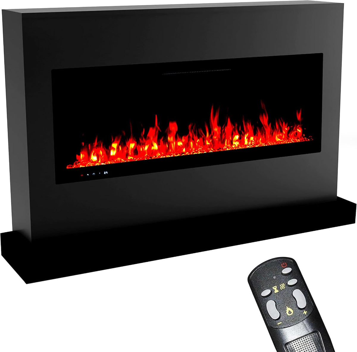 GLOW FIRE Elektrische haard Staande ZEUS, afstandsbediening - 155x100x35 cm, LED-vuur in 5 kleuren, Zwart, met verwarming, haardvuur, verwarming