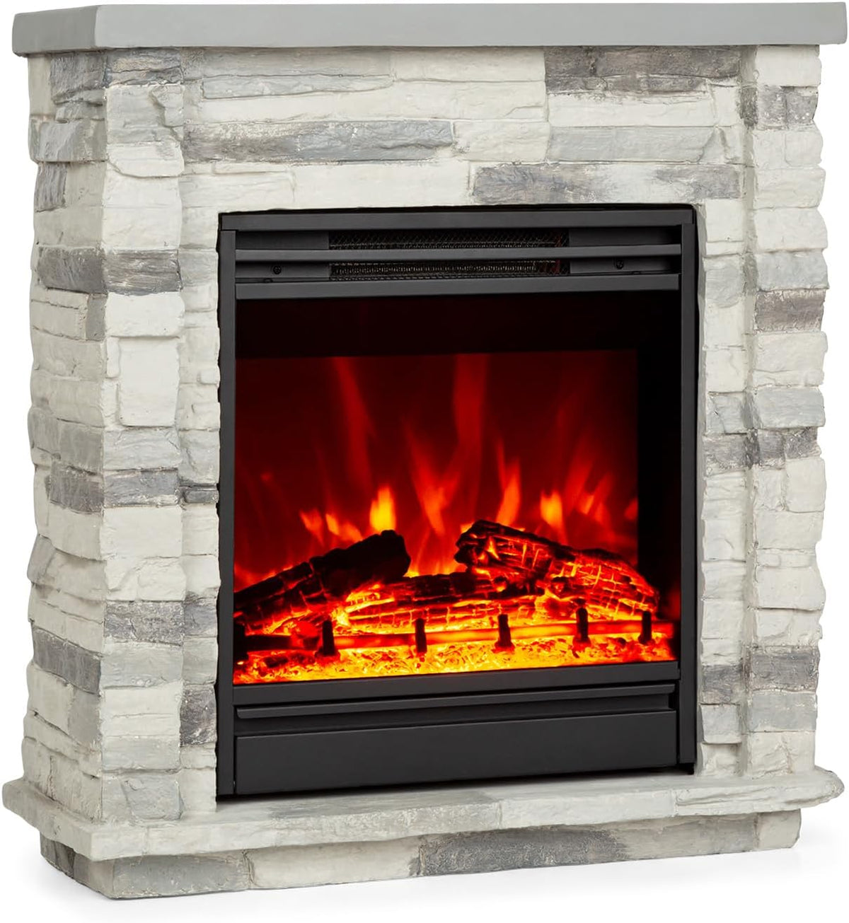 Klarstein Elektrische haard Lienz, met 2 verwarmingsniveaus: 900/1800 W, Timer, Afstandsbediening, met Vlam Effect, Elektrische Openhaard, Dimbaar