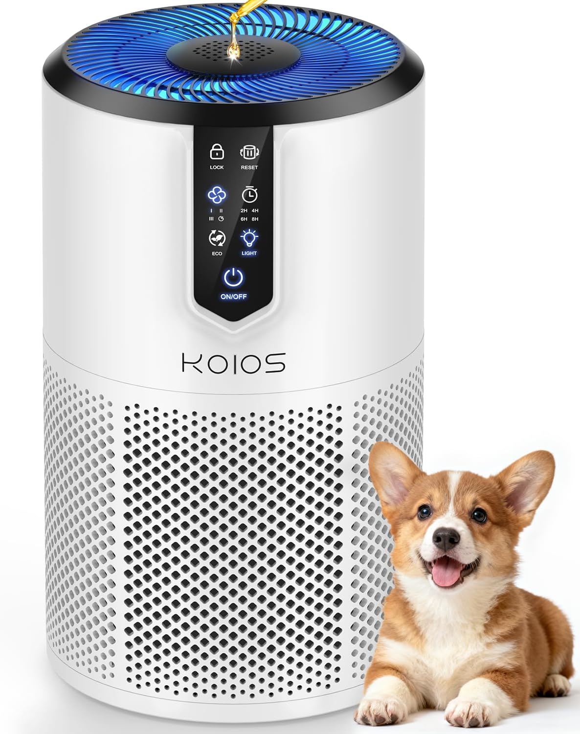 Koios Luchtreiniger Luchtreinigers, Koios H13 HEPA-luchtreinigers, voor slaapkamer, voor huishuisdieren, stille luchtreiniger, voor kantoor, geuren