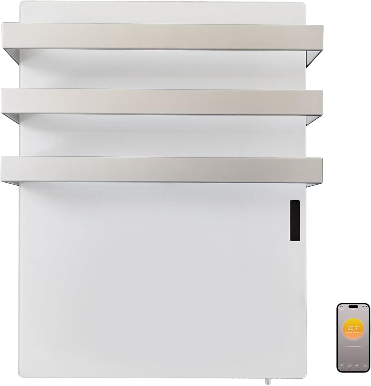 byecold Elektrische kachel Infraroodverwarming, 730 watt, met app-bediening, met thermostaat, badkamerradiator, met handdoekhouder, met touchscreen