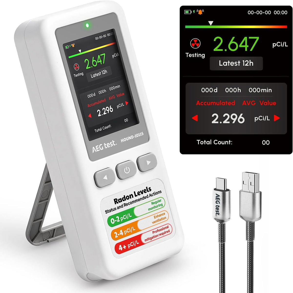 Gasdetector Aegtest Draagbare Radon Detector