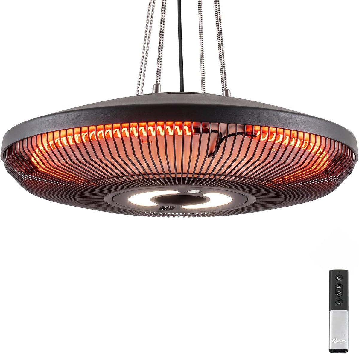 Outsunny Terrasverwarmer Infrarood warmtestraler, 2000 W, hangend, koolstofvezel