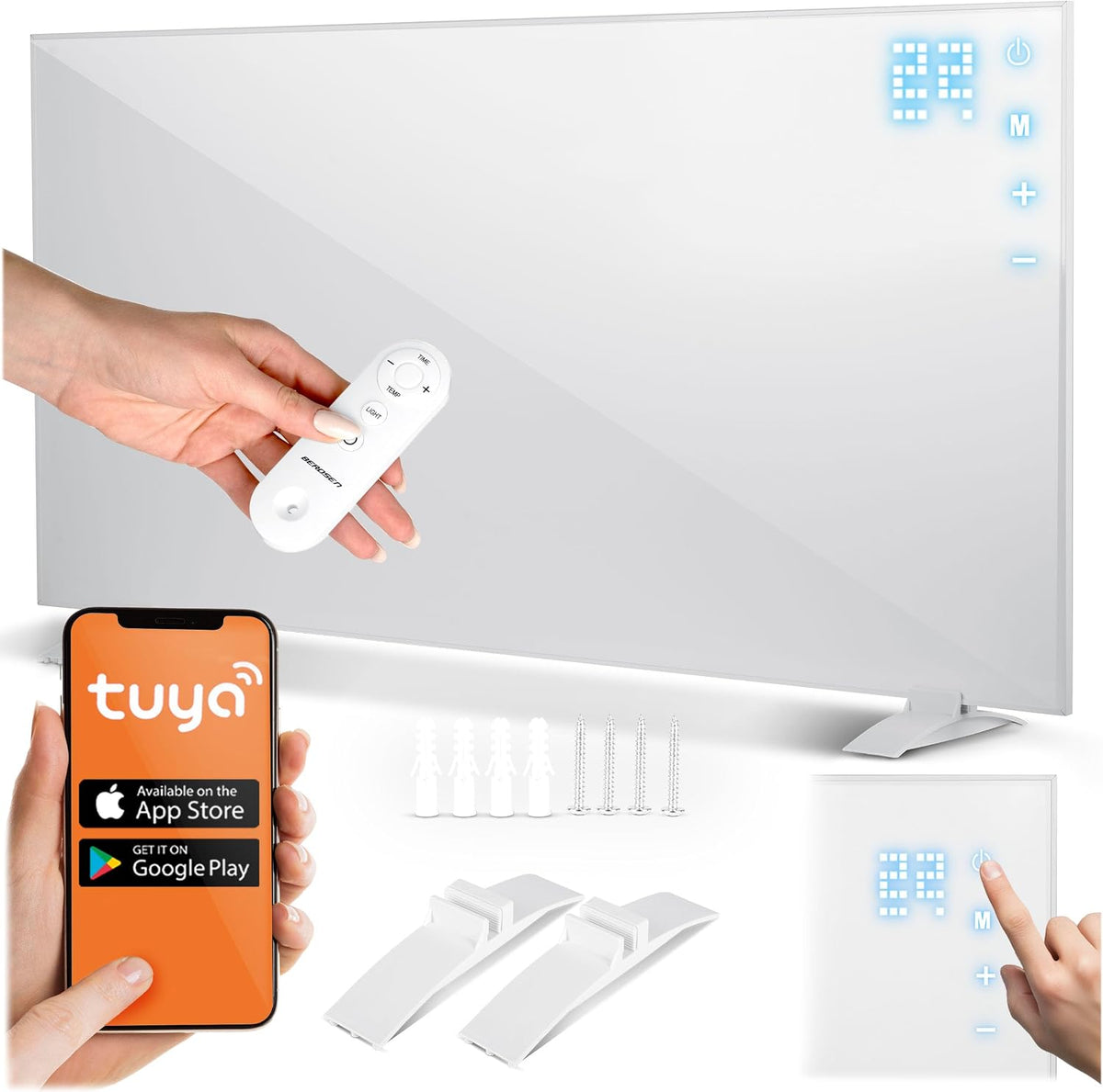 Berdsen Elektrische kachel Infraroodverwarming, timer 1-9 uur, 720 W, wifi-afstandsbediening, app, warmtestraler, snel opwarmen, touchscreen