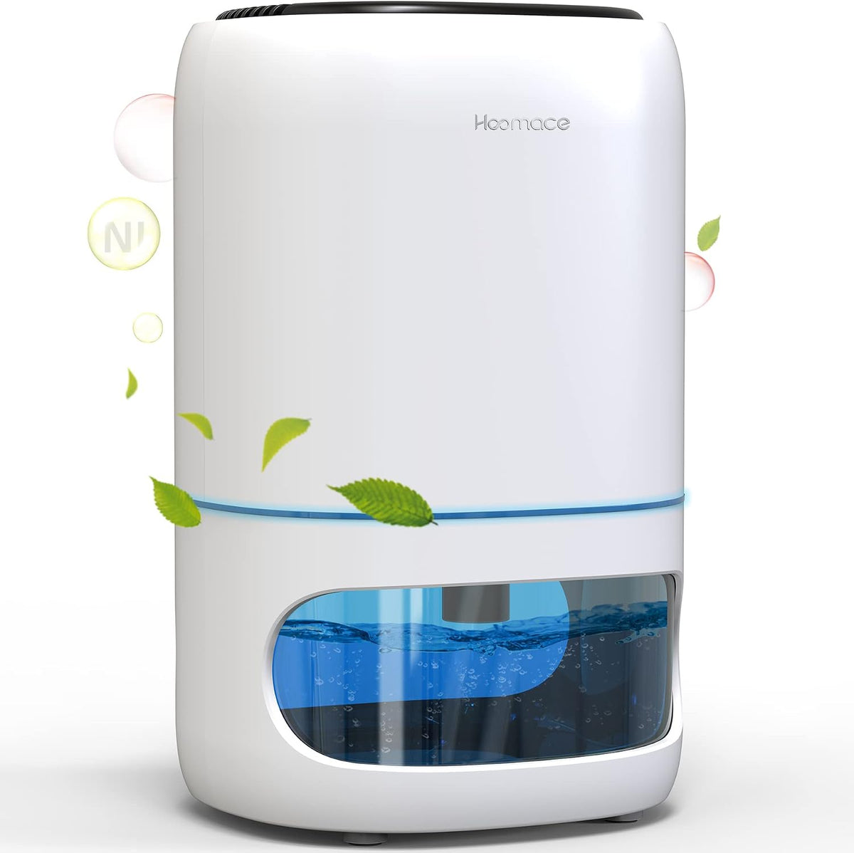 Hoomace Luchtontvochtiger Kleine ontvochtigers, 1000ml/35oz, voor 2500 kubische voeten (260 vierkante ft), met 7 kleurrijke LED-lampjes, Timer Set