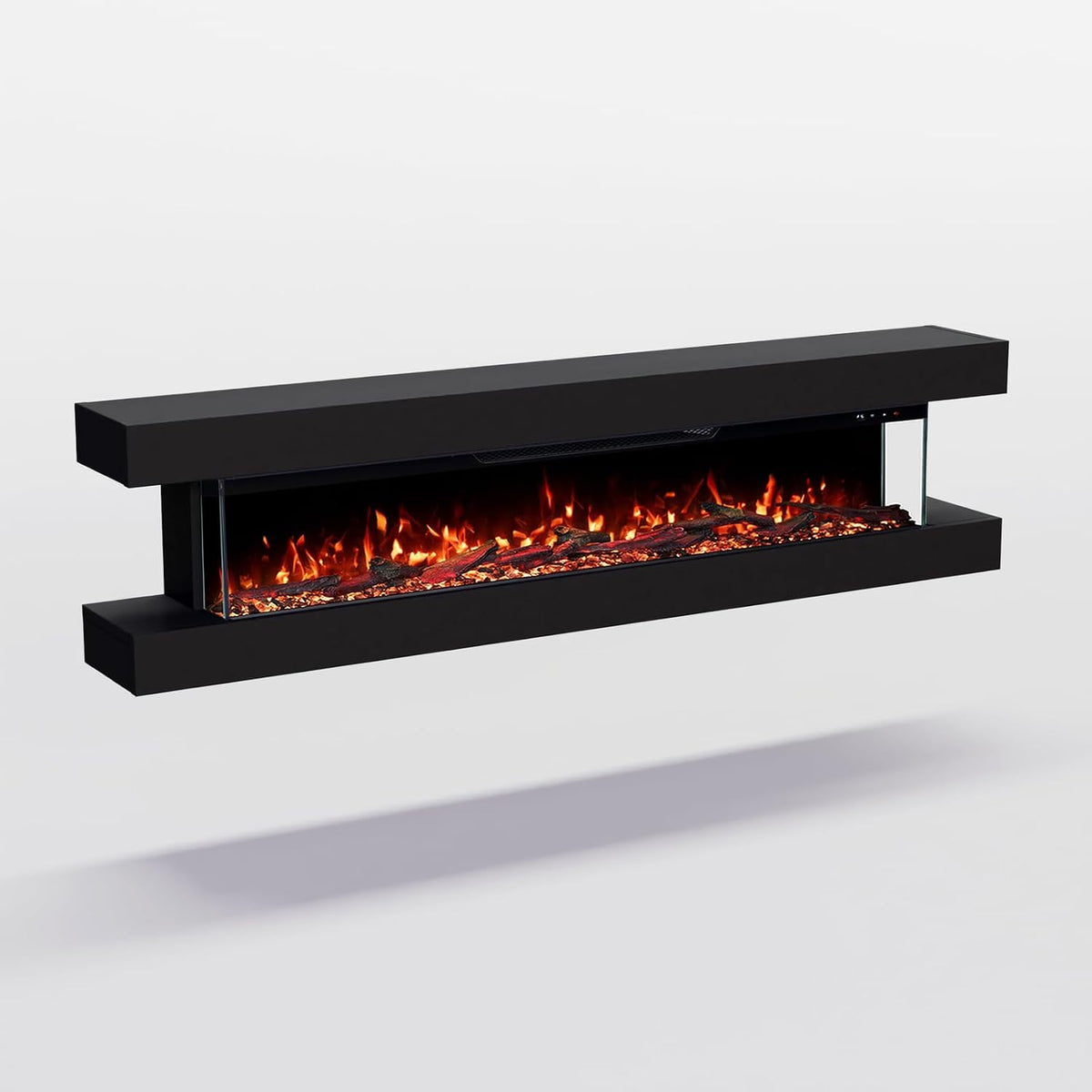 GLOW FIRE Elektrische haard open Clear 50, max. 1800 W, 149x52x21 cm, met realistisch 3D LED-vuur - elektrische wandhaard, app-bediening, zwart