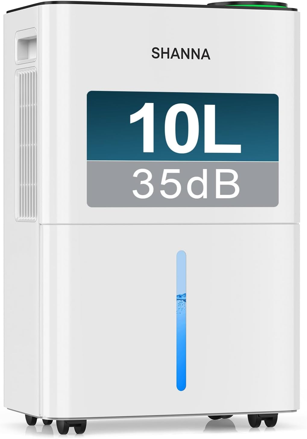 Shanna Luchtontvochtiger elektrisch 10L/24h, ontvochtiger elektrisch 35dB, voor ruimtes ca. 25m2, koelmiddel R290, 10 J. Gar., timer, met afvoerslang