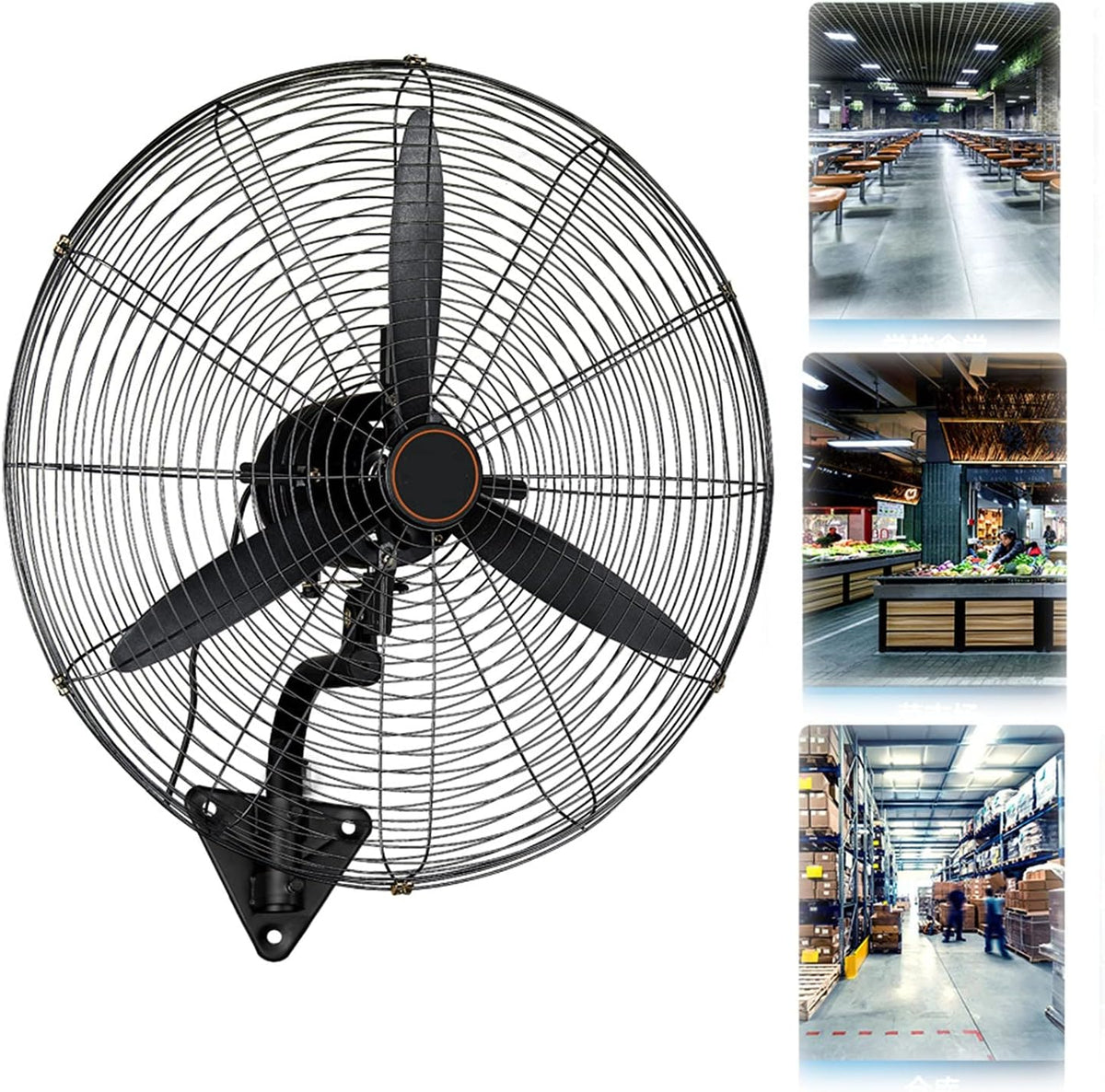 Olskfuh Ventilator Elektrische Koelwandventilator, 3 Snelheidsinstellingen, 220V-50Hz Kantelbare Oscillerende Roterende Ventila, 55cm