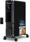 Elektrische kachel Pro Breeze 2500W, met Touch paneel - 24-uurs Timer, Olieradiator 11 Ribben, 3 Modi, Zwart, Digitaal scherm