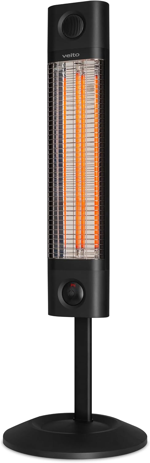 veito Terrasverwarmer CH1800 RE infrarood staande verwarming zwart in hoogte