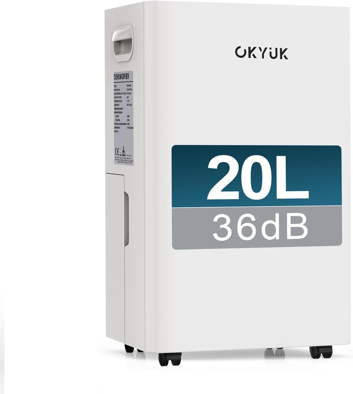 Okyuk Luchtontvochtiger Elektrische, kelder (20 l, 10 liter, 60 m2, met digitale luchtvochtigheidsweergave, voor thuis, met automatische uitschakeling