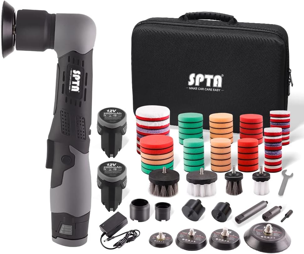 Polijstmachine SPTA, 12 V, mm 25/50/80, hoekpolijstmachine, mini-batterij, ecenterpolijstmachine, polijstspons/wolschijf, voor het polijsten van