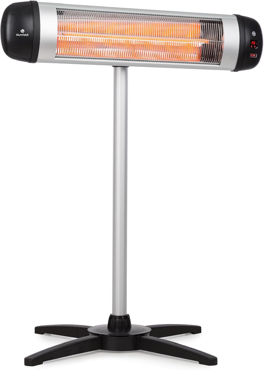 Terrasverwarmer blumfeldt, 2500 W, CO2-vrije warmtestraler elektrisch, IP34 infraroodstraler, Mobiele infrarood-terrasverwarmer staand