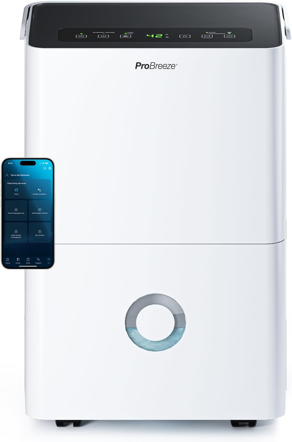 Pro Breeze Luchtontvochtiger, met Smart App - 30 Liter per Dag Dehumidifier, 4 Liter Watertank, 24 Uurstimer, Wifi, incl Afvoerslang, Kinderslot