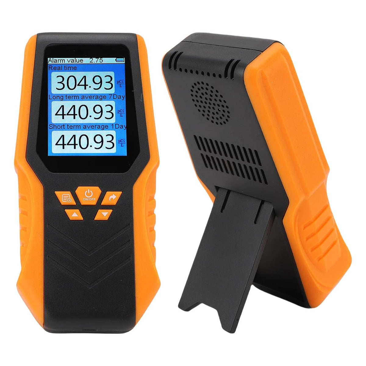 Luchtkwaliteitsmeter Fyearfly Hand-radon-detector, eenheid: PCi/L Bq/m3, zeer nauwkeurig, realtime, lang-kortetermijngemiddelde lcd-display