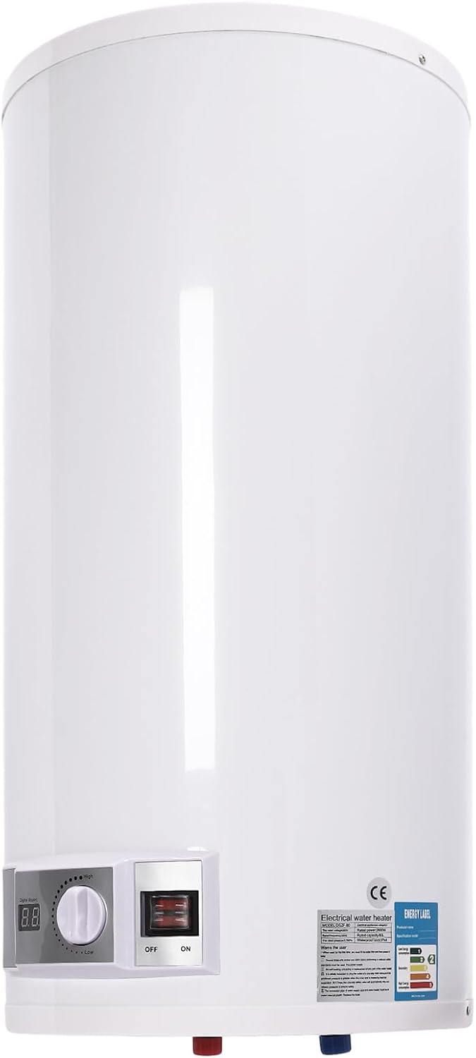 Waphoerte Boilers Elektrische boiler, 2 kW, 80 liter, 25-75 °C, doorstroomelektrische waterboiler, verwarming en voorziening, voor keuken en badkamer
