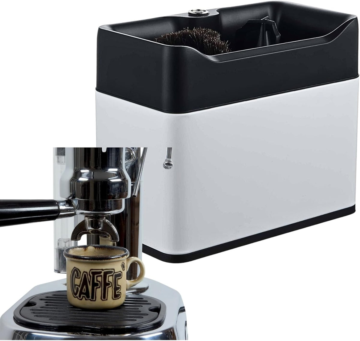 Borstels HalksuyNa Koffiepuckreiniger, voor 51 mm en 58 mm, inclusief 3 schrapers en 3 montagemogelijkheden, Elektrisch reinigingsapparaat, Ideaal