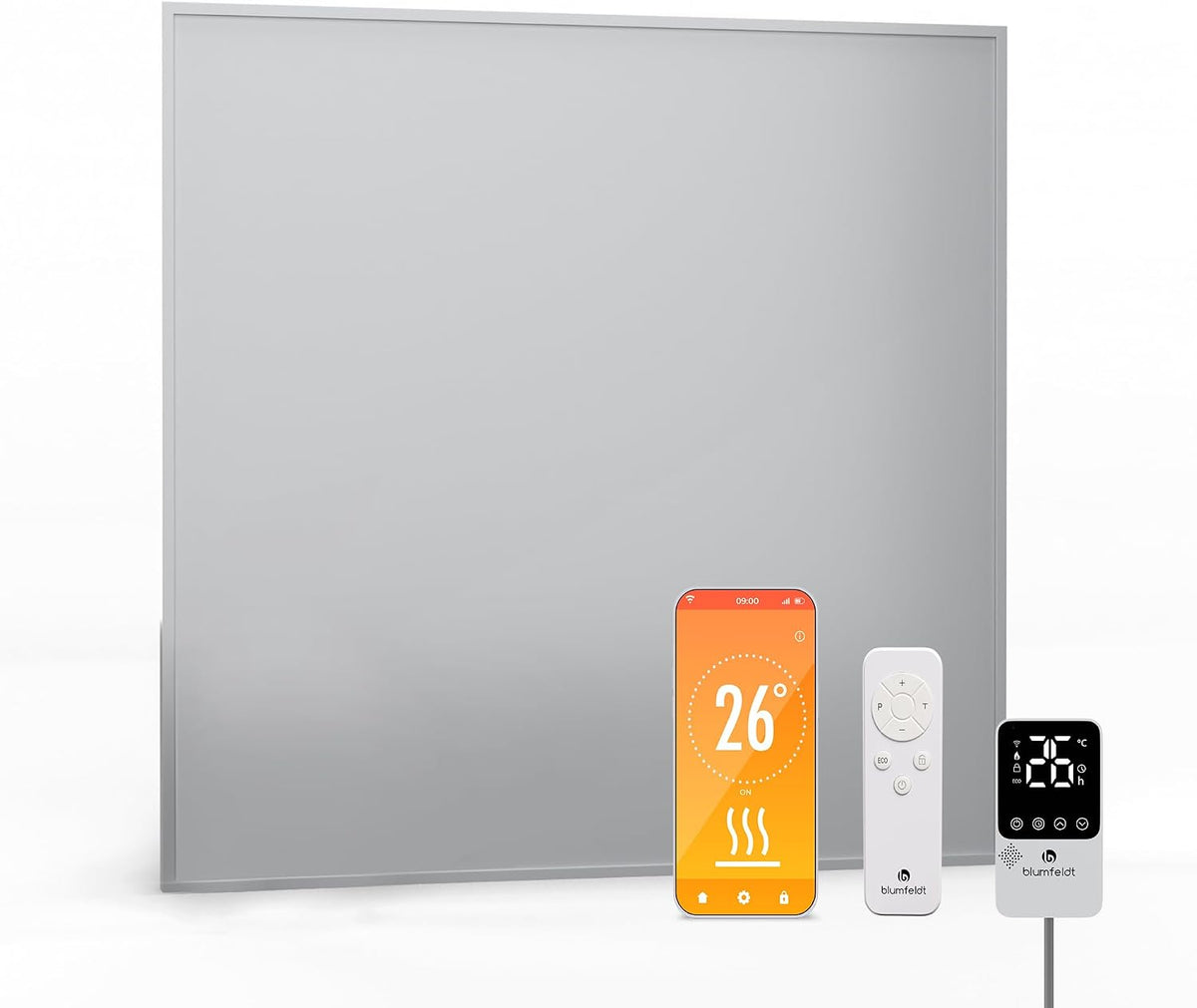 Elektrische kachel blumfeldt Infrarood wandverwarming 360W, 95% energie-efficiëntie, Voor 6-10 m2, App-bediening, Wandmontage, Externe thermostaat