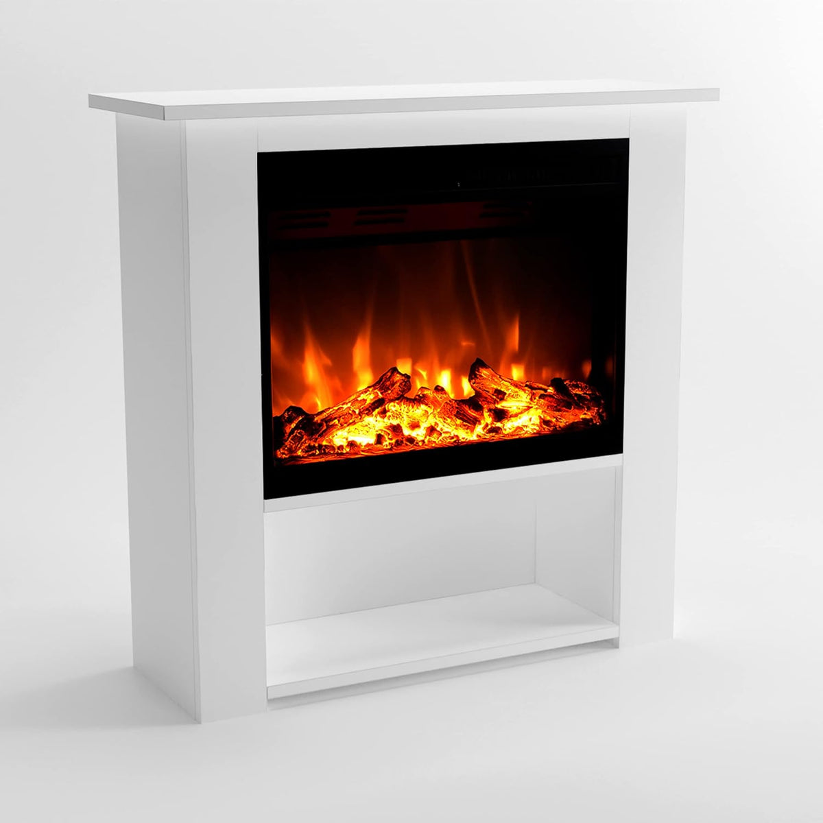 GLOW FIRE Elektrische haard Thebe Staande open, 86x85x30 cm, LED-vuur in 3 kleuren, afstandsbediening, Wit, met verwarming, haardvuur, verwarming