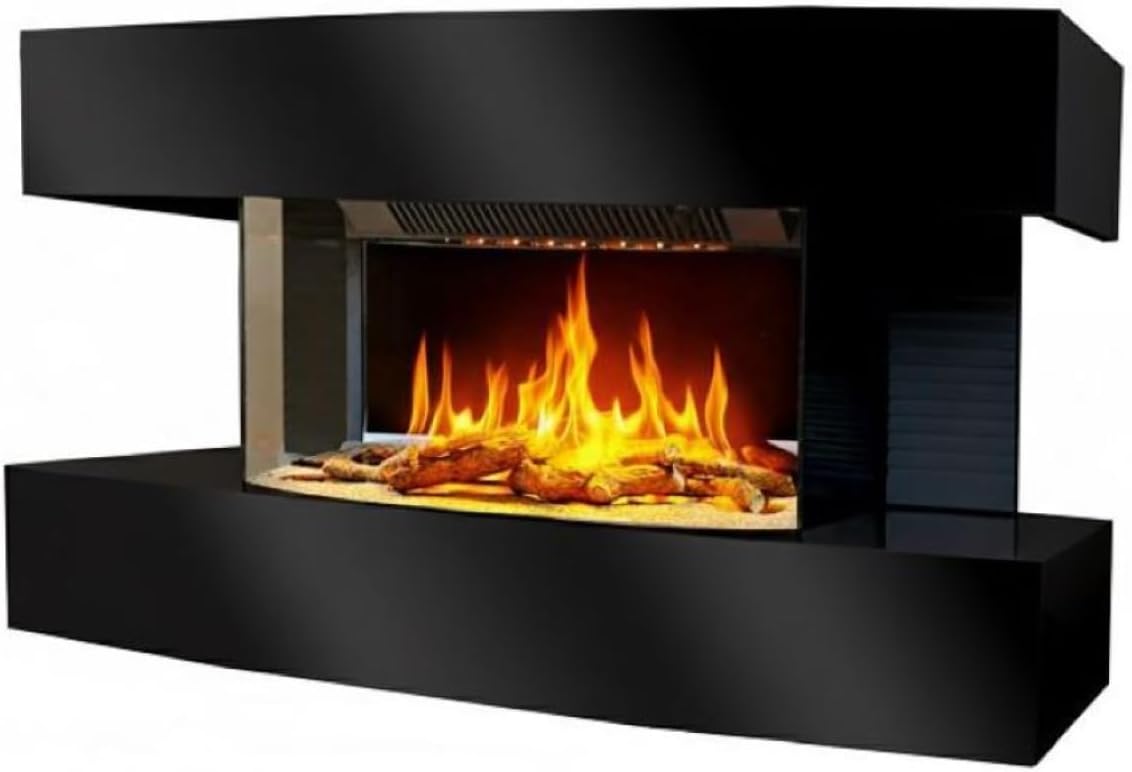Chemin'Arte Elektrische kachel Open Haard Lounge Medium, met Verwarming 2000 W, Afstandsbediening programeerbaar, Timer, Zwart, Elektrische Wandhaard