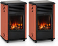 Elektrische kachel Sahara Manhattan Gaskachels, 3,4 kW, 2 stuks, rood en zwart, extra gasverwarming op wielen, houtvuureffect
