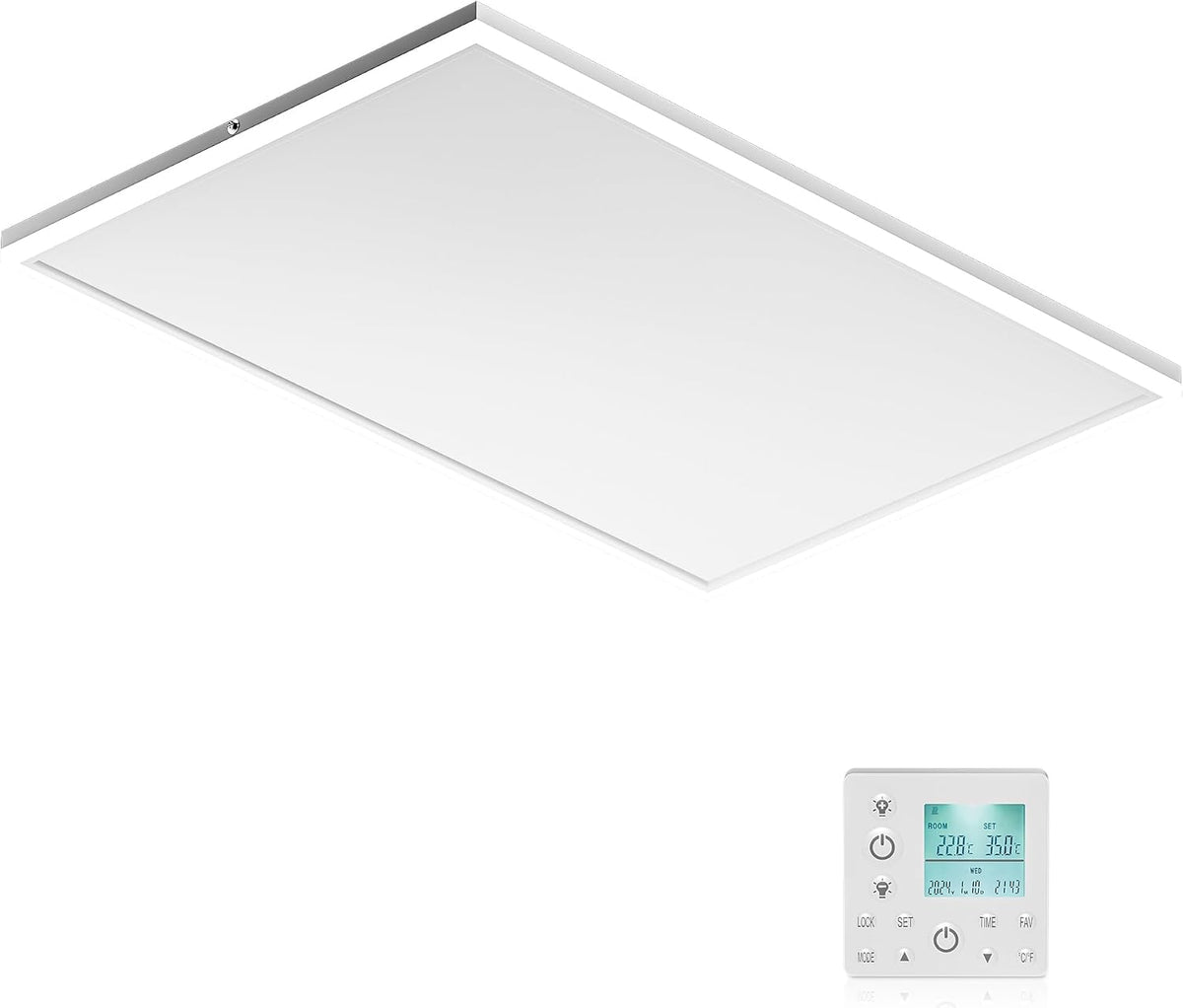 WilTec Elektrische kachel infrarood plafondverwarming 370 W, met LED-verlichting 65,5 x 63 x 3,5 cm, verwarmingspaneel, voor plafond, paneelverwarming