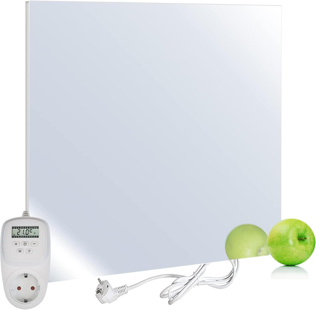 Viesta Elektrische kachel H500 Infraroodverwarming verwarmingspaneel wandverwarming, wit + thermostaat TH10, 500W, ultravlakke verwarmingsplaat