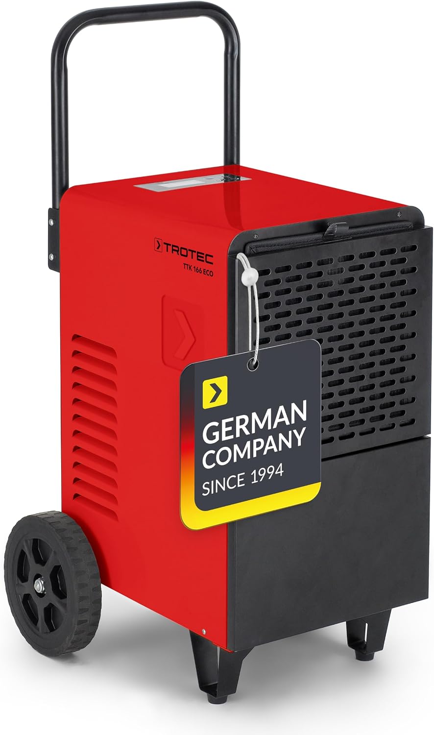Trotec Luchtontvochtiger TTK 166 ECO, 52 l/24 h, voor ruimtes tot 90 m2/230 m3, timer-functie, industriële luchtontvochtiger, draagbaar, luchtfilter