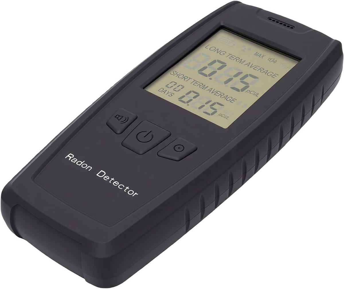 Luchtkwaliteitsmeter Luocute Radon Detector, 0-270pCi/L Draagbare Radonmonitor, 1 Uur Detectie, LCD Scherm, Langdurige en Korte Termijn Monitoring