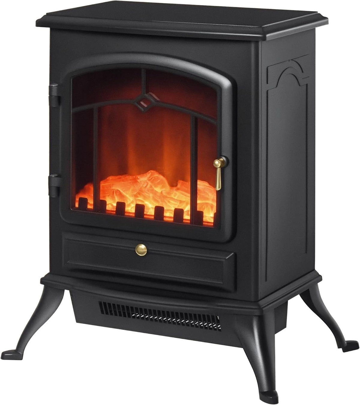 Homcom Elektrische haard Elektrohaard, 1000/2000W Zwart, met verwarming, LED-vlameffect